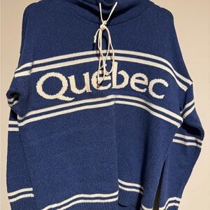 Quebec Blue and White Turtleneck Sweater